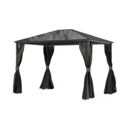 Fortrose 3x4m Black Metal Garden Gazebo With Grey Roof And Sides -Outdoor Living Hot Tubs FTR060 4 Supersize