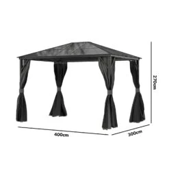 Fortrose 3x4m Black Metal Garden Gazebo With Grey Roof And Sides -Outdoor Living Hot Tubs FTR060 5 Supersize