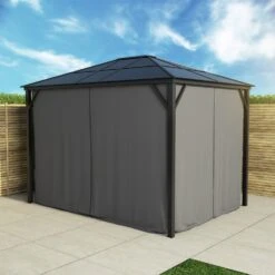 Fortrose 3x4m Black Metal Garden Gazebo With Grey Roof And Sides -Outdoor Living Hot Tubs FTR060 8 Supersize