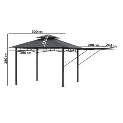 Fortrose 3x3m Black Metal BBQ Shelter Gazebo With Grey Canopy Roof And Retractable Side -Outdoor Living Hot Tubs FTR106 5 Supersize