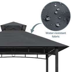 Fortrose 1.5x2.4m Black Metal BBQ Shelter Gazebo With Grey Canopy Roof 6 Fortrose 1.5x2.4m Black Metal BBQ Shelter Gazebo With Grey Canopy Roof -Outdoor Living Hot Tubs FTR108 3 Supersize