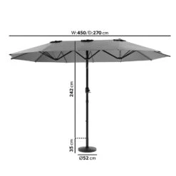 Como 2.7x4.5m Large Double Sided Grey Garden Parasol With Base And Cover -Outdoor Living Hot Tubs FTR144 3 Supersize