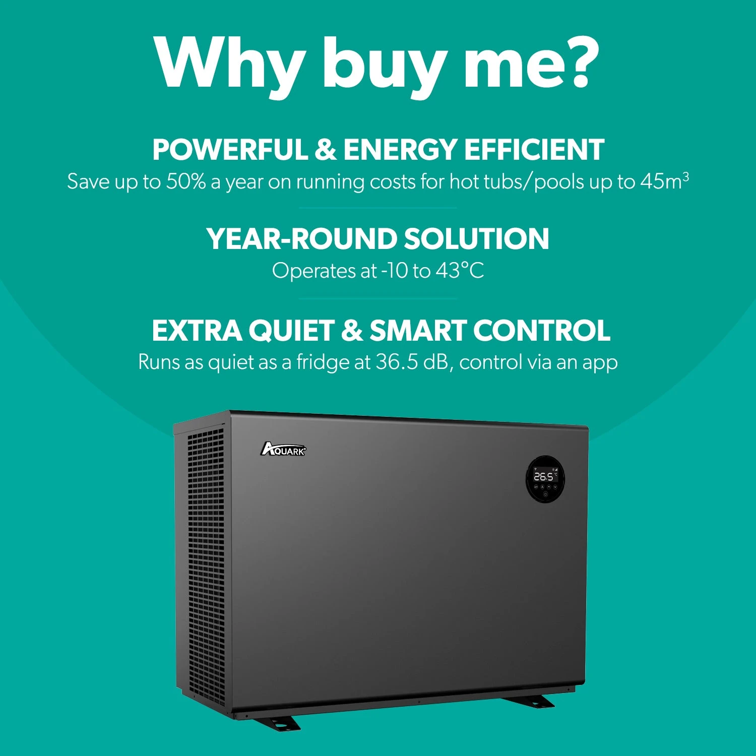 Aquark® Mr Silence 9kW Air Source Heat Pump For Hot Tub/Swim Spa/Pool 2 Aquark® Mr Silence 9kW Air Source Heat Pump For Hot Tub/Swim Spa/Pool - Image 2