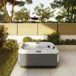 Jacuzzi® J315IP™ - 3 Person Hot Tub With 1 Lounger -Outdoor Living Hot Tubs JHT J315 Lifestyle BrushedGray 2000x1414 b7aeec0c 46a2 488f a3fe 72a890edd317square