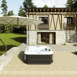 Jacuzzi® J315IP™ - 3 Person Hot Tub With 1 Lounger -Outdoor Living Hot Tubs JHT J315 Lifestyle SmokedEbony 2000x1414 2b17cc55 2470 4217 ada3 c89302f25339square