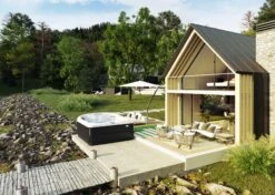 Jacuzzi® J485IP™ - 7 Person Hot Tub -Outdoor Living Hot Tubs JHT J485 Lifestyle SmokedEbony V3 2000x1429 97e5a9dd a203 48c6 ac2f a107379a13e6