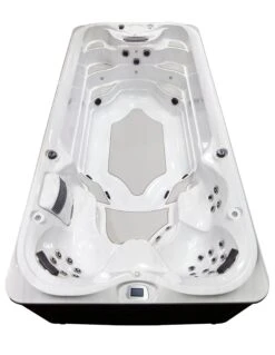 Jacuzzi® PowerActive™ J-16™ - 16ft Swim Spa -Outdoor Living Hot Tubs JSS PowerActive J16 Platinum SmokedEbony HighSeatEnd WhiteBackground 2321x3000 3409f884 a9d6 4f5b 8cdf 5d2f62080108