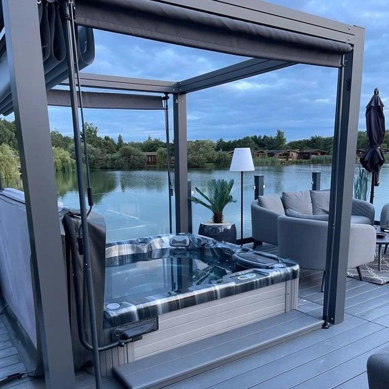 Bespoke Velarium Metal Hot Tub Gazebo With Waterproof Retracting Canopy Roof 16 Bespoke Velarium Metal Hot Tub Gazebo With Waterproof Retracting Canopy Roof - Image 16