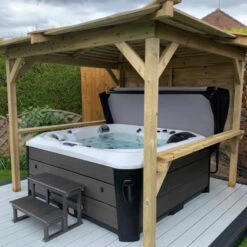 Brentano Wooden Hot Tub Gazebo With Tinted Dome Roof -Outdoor Living Hot Tubs OutdoorLookandBrentano
