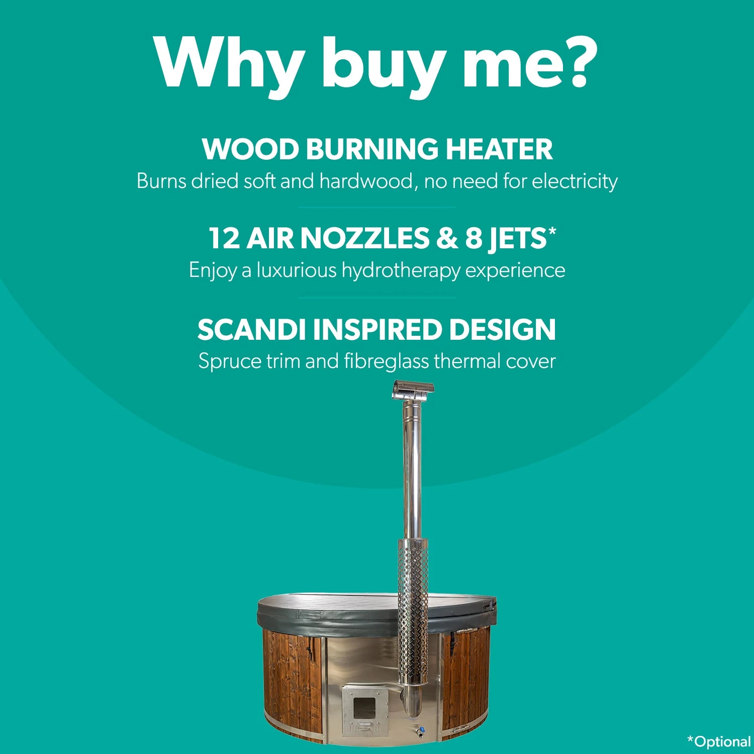 Outdoor Elite - 4 To 6 Person Wood Fired Hot Tub 2 Outdoor Elite - 4 To 6 Person Wood Fired Hot Tub - Image 2