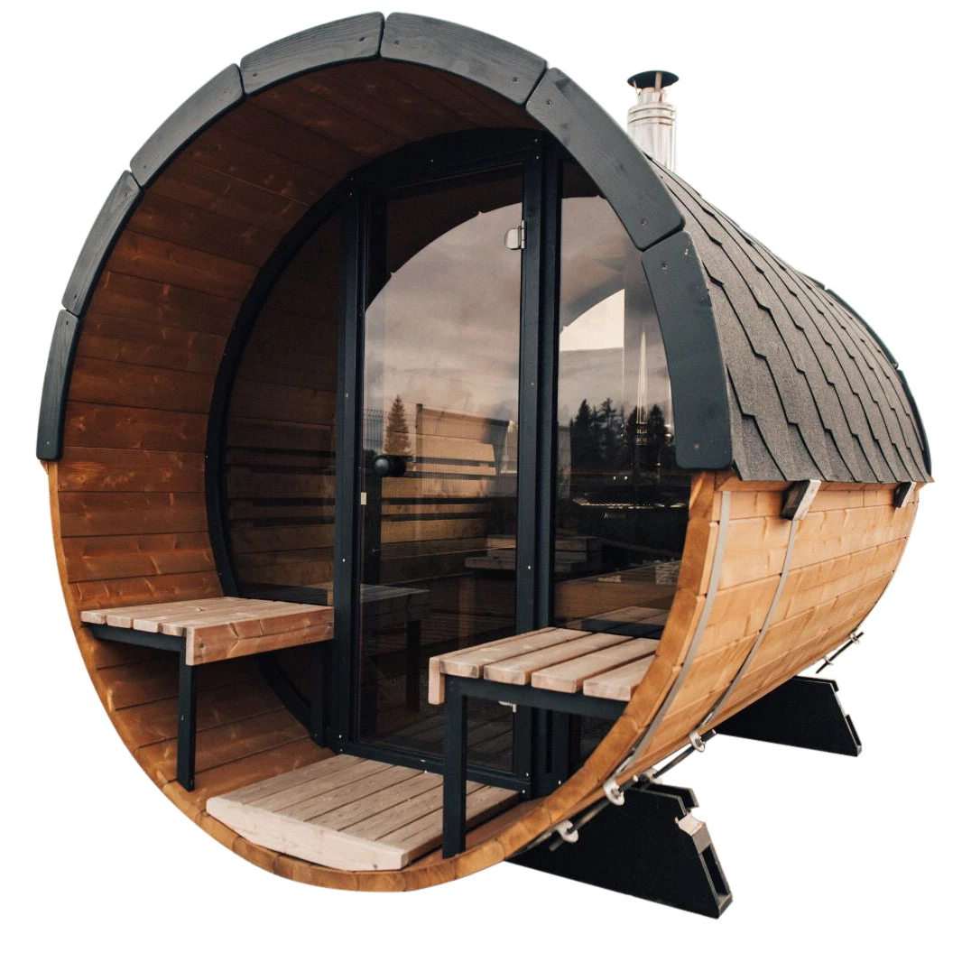 Outdoor Terrace 160 - 2 To 4 Person Barrel Sauna 1 Outdoor Terrace 160 - 2 To 4 Person Barrel Sauna