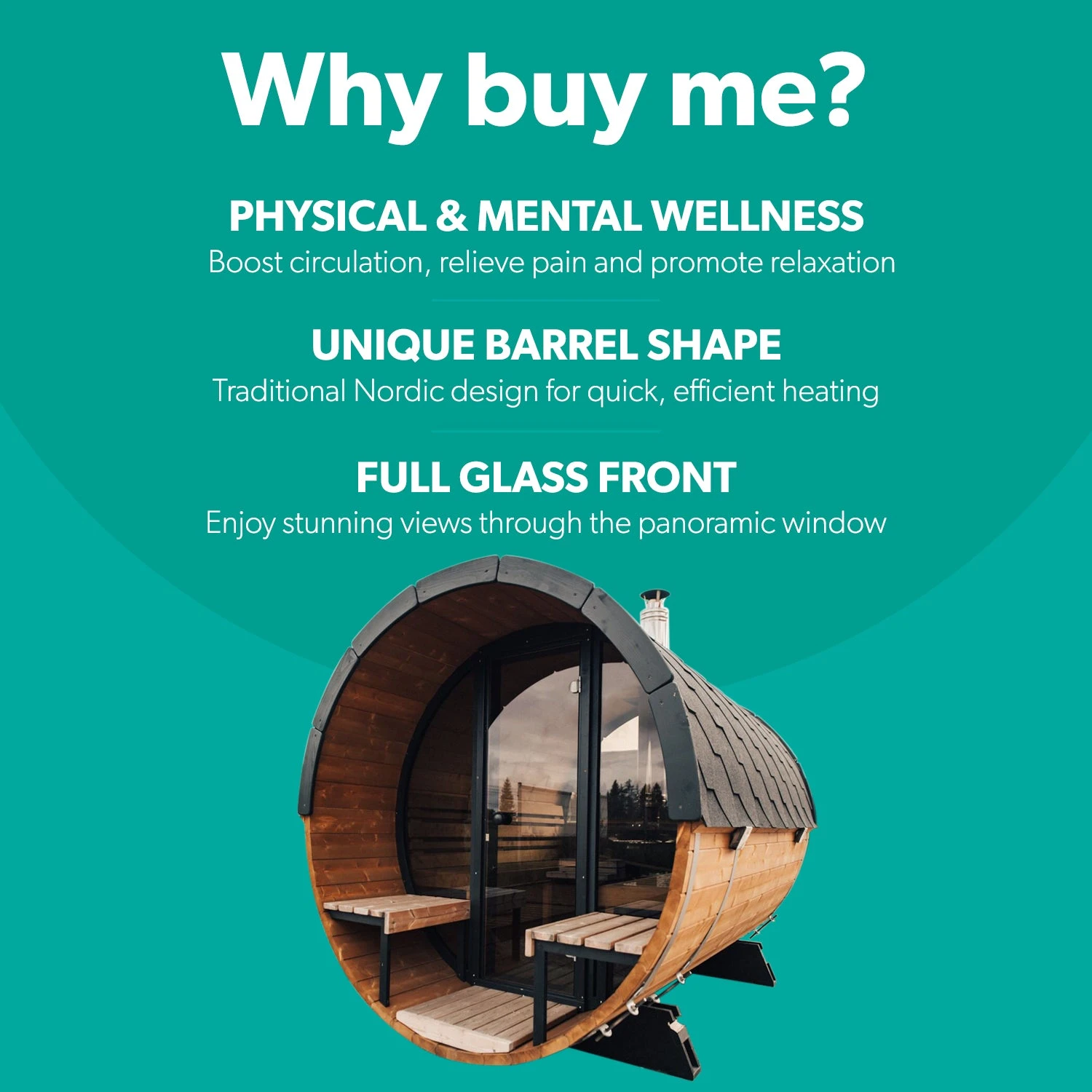 Outdoor Terrace 160 - 2 To 4 Person Barrel Sauna 2 Outdoor Terrace 160 - 2 To 4 Person Barrel Sauna - Image 2