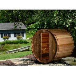 Deluxe 185 - 4 To 5 Person Indoor/Outdoor Barrel Sauna -Outdoor Living Hot Tubs barrel sauna outdoors f16db8dd 0841 4c5c 8f62 05eaaef604be