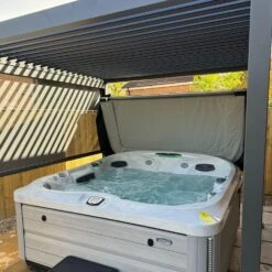 Heavy-Duty Aluminium Pergola With Louvred Roof - 3x3m -Outdoor Living Hot Tubs outdoor living pergola over hot tub cf84da59 3313 4108 8c72 64f7fc5e847f
